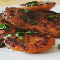 Grilled Chicken and Peaches with Fresh Basil